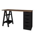 Ver imagem 4 de Conjunto 2 Escrivaninhas Modernas Spirit com Gavetas e Prateleiras 1720cm Nogal e Preto