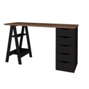 Ver imagem 4 de Conjunto 2 Escrivaninhas Modernas Spirit com Gavetas e Prateleiras 1720cm Nogal e Preto Artany