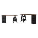 Ver imagem 2 de Conjunto 2 Escrivaninhas Modernas Spirit com Gavetas e Prateleiras 1720cm Nogal E Preto