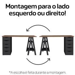 Conjunto 2 Escrivaninhas Modernas Spirit com Gavetas e Prateleiras - 7