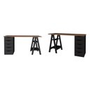 Ver imagem 2 de Conjunto 2 Escrivaninhas Modernas Spirit com Gavetas e Prateleiras 1720cm Nogal e Preto Artany