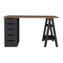 Ver imagem 3 de Conjunto 2 Escrivaninhas Modernas Spirit com Gavetas e Prateleiras 1720cm Nogal e Preto Artany