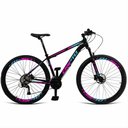 Ver imagem 1 de Bicicleta Unisex 21" Aro Aero 29 24v Freios a Disco Suspensão 80mm Guidão Curvo Preto/rosa/azul Pant