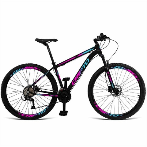 Bicicleta Unisex 21" Aro Aero 29 24v Freios a Disco Suspensão 80mm Guidão Curvo Preto/rosa/azul Pant