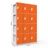Armário de Plástico 12 Portas - Nk 3364 Nilko Armários Laranja Cadeado Padrão - 3