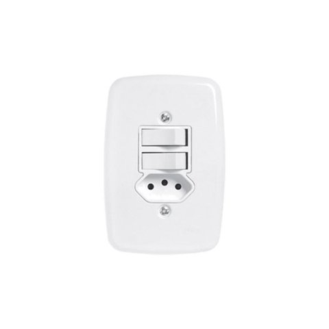 Interruptor de 2 Teclas Simples e Tomada 2p+t 20a , com Placa 4x2