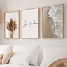 Kit 3 Quadros Decorativos Boho para Sala Quarto Mar Gratidão 60x40 Vinil - 2