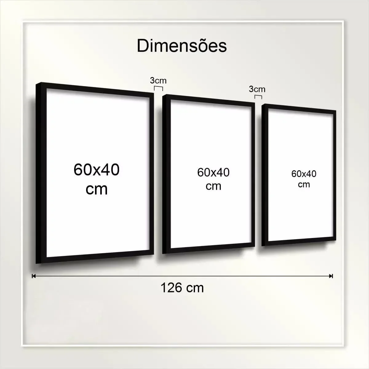 Kit 3 Quadros Decorativos Abstratos Modernos para Sala com Moldura 60x40 Vinil - 6