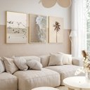 Ver imagem 4 de Kit 3 Quadros Decorativos Praia Mar Coqueiro Pássaros Boho 60x40 Vinil