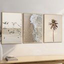 Ver imagem 2 de Kit 3 Quadros Decorativos Praia Mar Coqueiro Pássaros Boho 60x40 Vinil