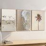 Kit 3 Quadros Decorativos Praia Mar Coqueiro Pássaros Boho 60x40 Vinil - 2