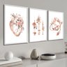 Kit 3 Quadros Decorativos Medicina Coração para Consultório 60x40 Vinil - 2