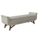 Ver imagem 1 de Puff Recamier Calçadeira 160cm Base Madeira Neville P02 Bouclé Cru - Mpozenato
