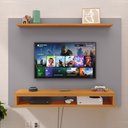 Ver imagem 2 de Painel Suspenso Prateleira Superior Nicho Tv até 48 Polegadas Sala Estar Quarto - Cinza/cinamomo