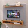Painel Suspenso Prateleira Superior Nicho Tv até 48 Polegadas Sala Estar Quarto - Cinza/cinamomo - 3