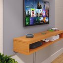 Ver imagem 4 de Painel Suspenso Prateleira Superior Nicho Tv até 48 Polegadas Sala Estar Quarto - Cinza/cinamomo