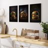 Kit 3 Quadros Decorativo Cozinha Hambúrguer Restaurante 60x40 Vinil - 2