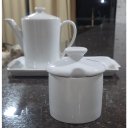 Ver imagem 3 de Jogo Café e Chá Mesa Posta, Bandeja + Bule Bico Longo 800ml + Açucareiro 250ml - Kit Porcelana Branc