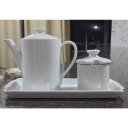 Ver imagem 5 de Jogo Café e Chá Mesa Posta, Bandeja + Bule Bico Longo 800ml + Açucareiro 250ml - Kit Porcelana Branc