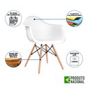 Ver imagem 4 de Mesa Jantar Industrial Preta 110cm Redonda Base V Cobre com 4 Poltronas Eiffel Brancas Madeira