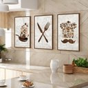 Ver imagem 3 de Kit 3 Quadros Decorativos Cozinha Retrô Moderno Luxo 60x40 Vinil