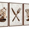 Kit 3 Quadros Decorativos Cozinha Retrô Moderno Luxo 60x40 Vinil - 1