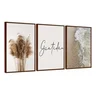Kit 3 Quadros Decorativos Frase Folhagem Praia Gratidão Boho 60x40 Vinil - 1