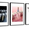 Kit 3 Quadros Decorativos Odontologia Consultório Dentistas 60x40 Vinil - 1