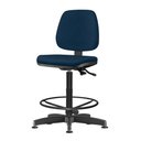 Ver imagem 1 de Cadeira Job Assento Courino Azul Base Caixa Metalica Preta - 54542