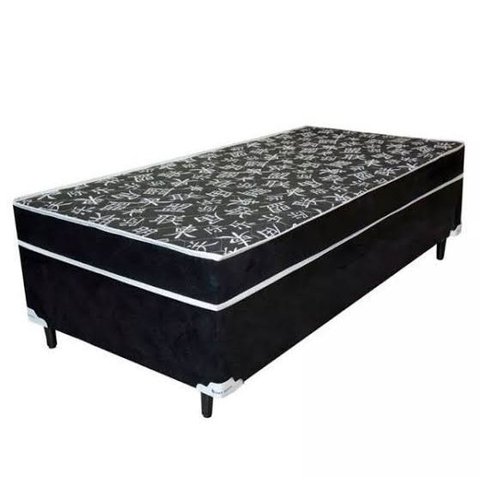 Cama Box Solteiro Conjugada Ortopédica Preta Rr Colchoes