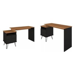 Conjunto 2 Escrivaninhas Plus Estilo 287cm Freijó e Preto Artany - 3 Conjunto 2 Escrivaninhas Plus Estilo 287cm Freijó e Preto Artany - 3