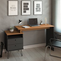 Conjunto 2 Escrivaninhas Plus Estilo 287cm Freijó e Preto Artany - 2 Conjunto 2 Escrivaninhas Plus Estilo 287cm Freijó e Preto Artany - 2