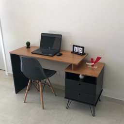 Conjunto 2 Escrivaninhas Plus Estilo 287cm Freijó e Preto Artany - 14 Conjunto 2 Escrivaninhas Plus Estilo 287cm Freijó e Preto Artany - 14