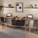 Ver imagem 1 de Conjunto 2 Escrivaninhas Plus Estilo 287cm Freijó e Preto Artany