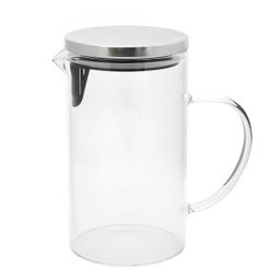 Jarra de Vidro com Tampa Cromada Prata 1l - 1