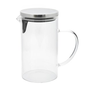 Jarra de Vidro com Tampa Cromada Prata 1l