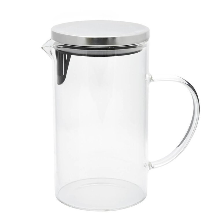 Jarra de Vidro com Tampa Cromada Prata 1l