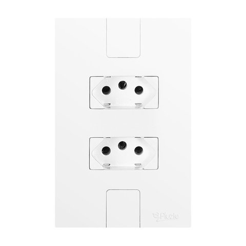 Conjunto com 2 Tomada 2p+t 20a 250v, Modular, com Placa 4x2