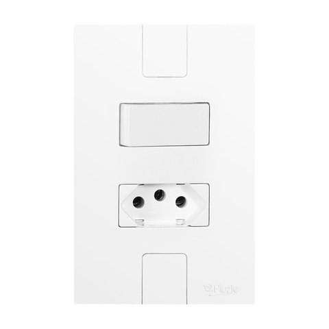 Interruptor de 1 Tecla Simples e Tomada 2p+t 20a , Modular, com Placa 4x2