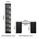 Ver imagem 4 de Escrivaninha Madesa Alaska + Estante Livreiro 6906 - Preto
