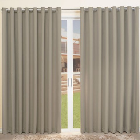 Cortina para Sala Blackout Tecido com Eliós Cromado 2.00m x 250m Moderna:Avelã