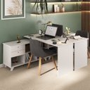 Ver imagem 1 de Kit Home Office e Escritório Completo para 2 Pessoas - 2 Peças - Escrivaninha Gold Retrô Branco Artany