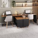 Ver imagem 1 de Kit Home Office e Escritório Completo para 2 Pessoas - 2 Peças - Escrivaninha Gold Retrô Preto/Freijó Artany