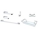 Ver imagem 1 de Kit Banheiro Th Shop 6 Peças Aluminio Macico Polido com Saboneteira e Porta Shampoo Vidro 8mm