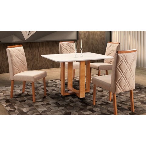 Sala de Jantar Maciça 4 Cadeiras 1,20x0,90 Zurique Art Salas