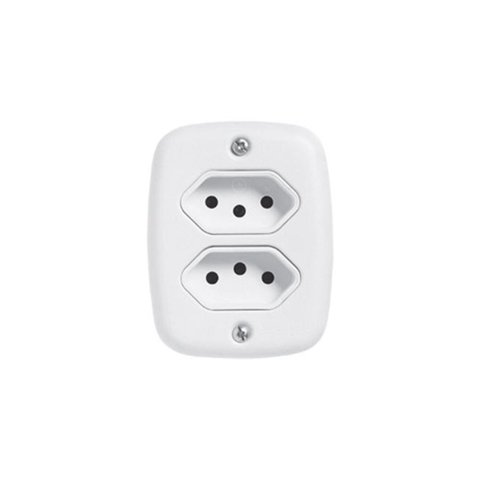Conjunto com 2 Tomadas 2P+T 20A 250V, com Placa de Sobrepor Branco