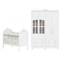 Ver imagem 3 de Quarto de Bebê com Berço Mini Cama e Guarda Roupa com Janela Maya Clássico Espresso Móveis Branco/Brilho