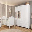 Ver imagem 1 de Quarto de Bebê com Berço Mini Cama e Guarda Roupa com Janela Maya Clássico Espresso Móveis Branco/Brilho