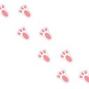 Ver imagem 1 de Kit Adesivos Patinhas de Coelho Páscoa Rosa 3,2x4,5 100 Unidades