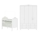 Ver imagem 3 de Quarto de Bebê com Berço Mini Cama e Guarda Roupa 4 Portas Maya Clássico Espresso Móveis Branco/Bril